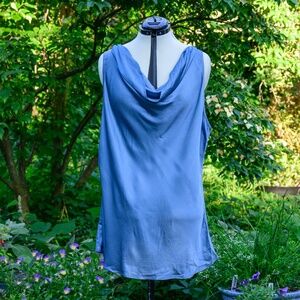 Chloe Kristyn Satin Sky Blue Evening Blouse NWT